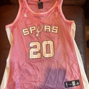Adidas Ginobili Pink Spurs Jersey with White Details Medium Woman’s